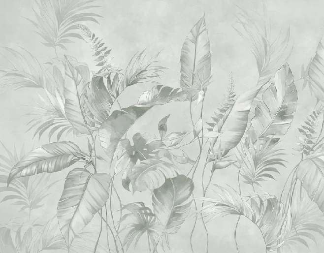 Papier peint élégante jungle sauge, XXL, tendance
