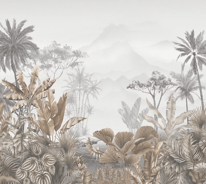 Badezimmertapete Trend Tropical Sepia