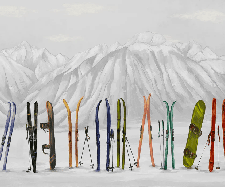 Papier peint ski à Courchevel - Muralconcept