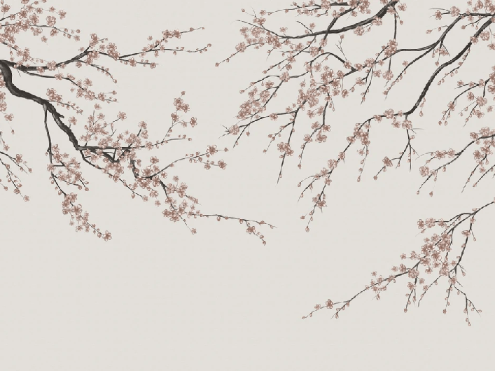 Papier peint panoramique Sakura beige, XXL, tendance