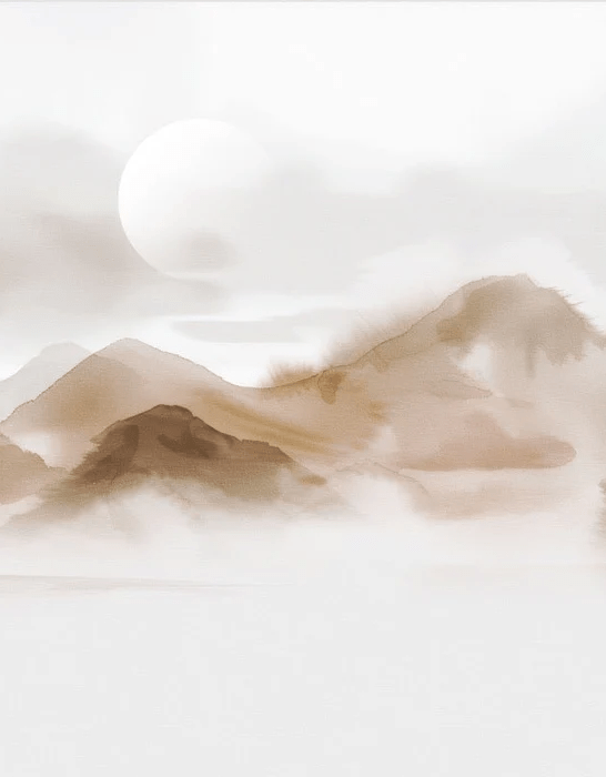 Papier peint montagnes voilées – Lueur sépia - Muralconcept