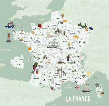 Tapete Karte von Frankreich Kind grün