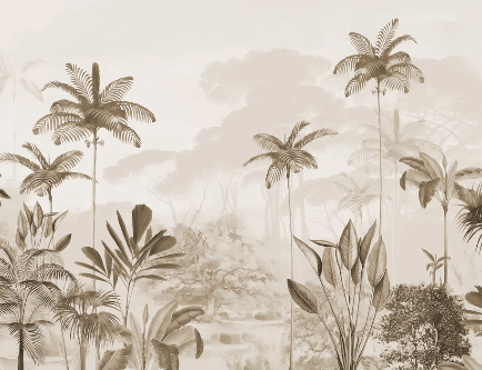 Papier peint panoramique jungle eden sépia - Muralconcept
