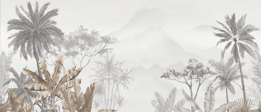 Papier peint tendance tropical sepia - Muralconcept