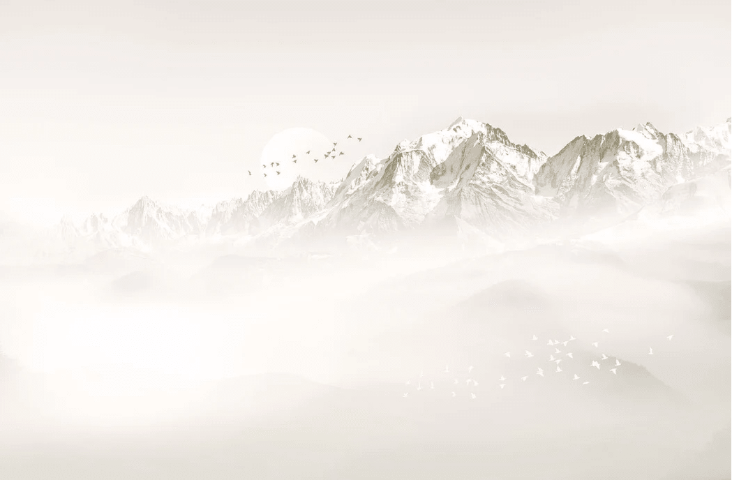 Papier peint Mont blanc lune et oiseau - Muralconcept