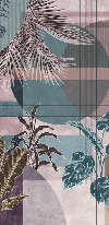Papier peint geometric palms rose - Muralconcept