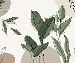 Papier peint panoramique végétal graphique taupe - Muralconcept