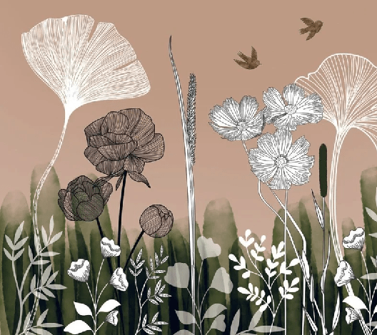 Papier peint panoramique floral addict, XXL, tendance