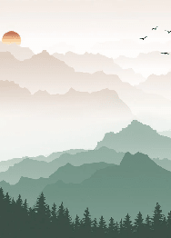 Papier peint montagne dans brume terracotta - Muralconcept