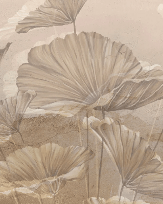 Papier peint panoramique lotus sepia - Muralconcept