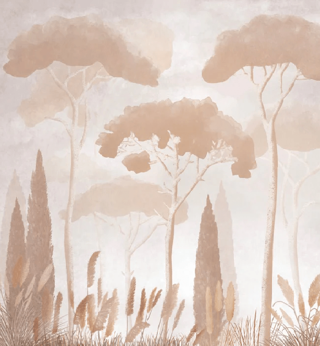 Papier peint sépia cyprès pins, XXL, tendance