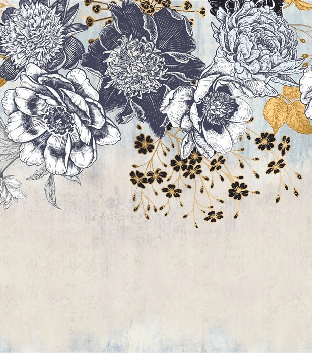 Papier peint floral retro, XXL, tendance