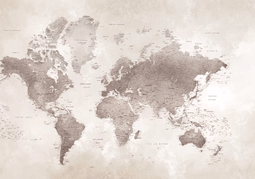 Papier peint carte du monde intemporel - Muralconcept