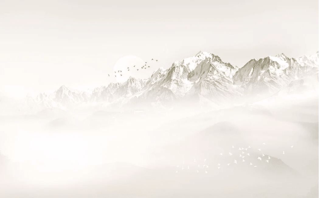 Papier peint Mont blanc lune et oiseau - Muralconcept