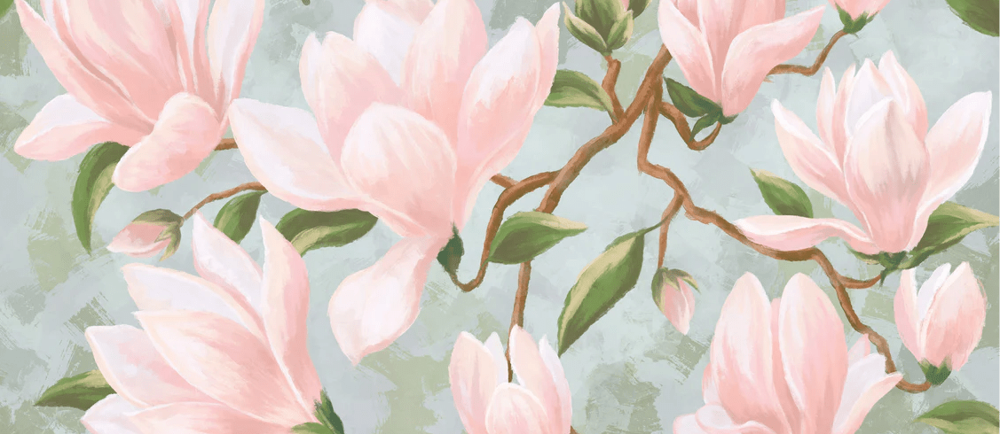 Papier peint magnolia en fleur, XXL, tendance