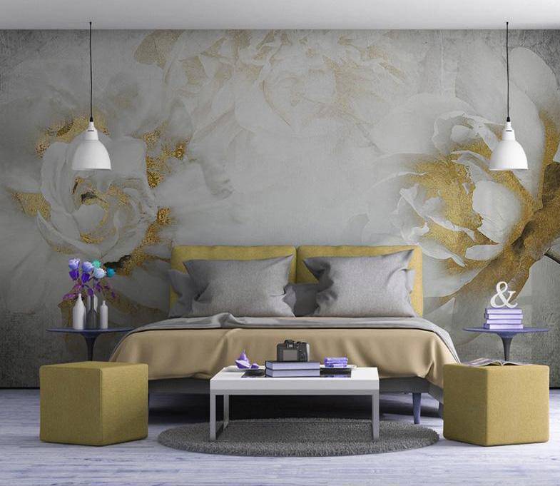 Tapete Blume Gold