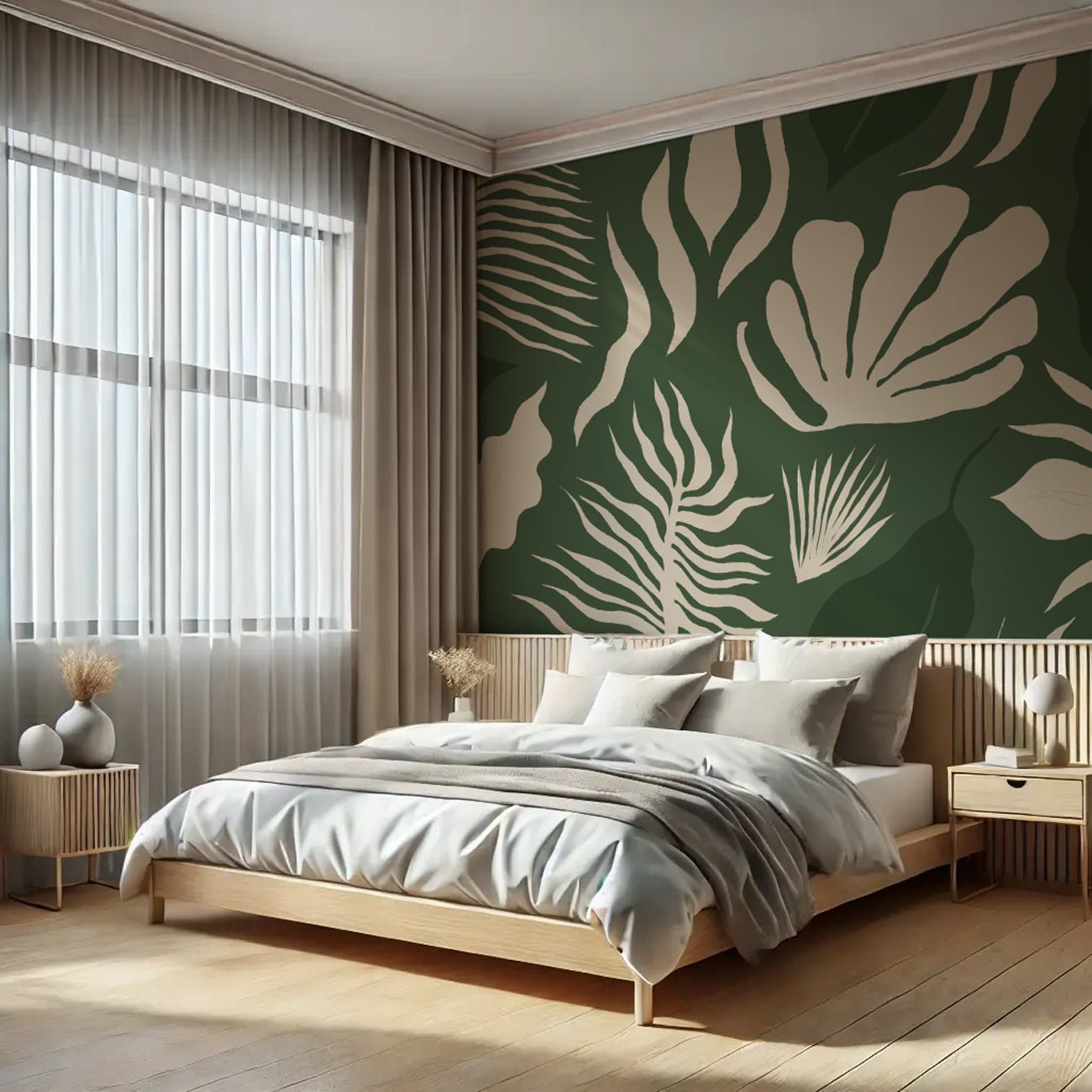 papier peint chambre moderne vert
