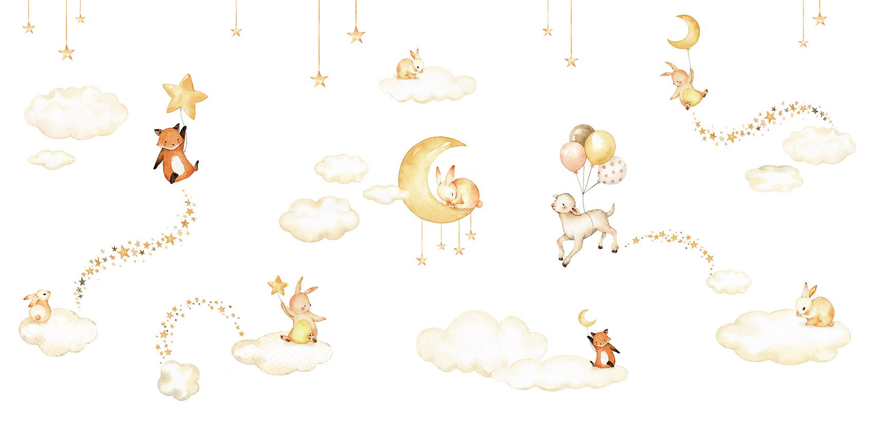 Papier peint bébé jolis rêves blanc, XXL, tendance