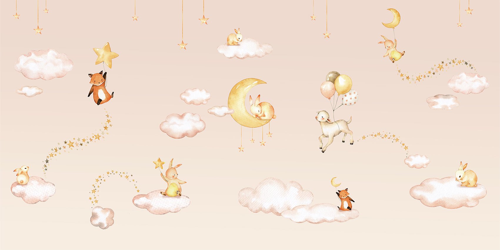 Papier peint bébé jolis rêves rose, XXL, tendance
