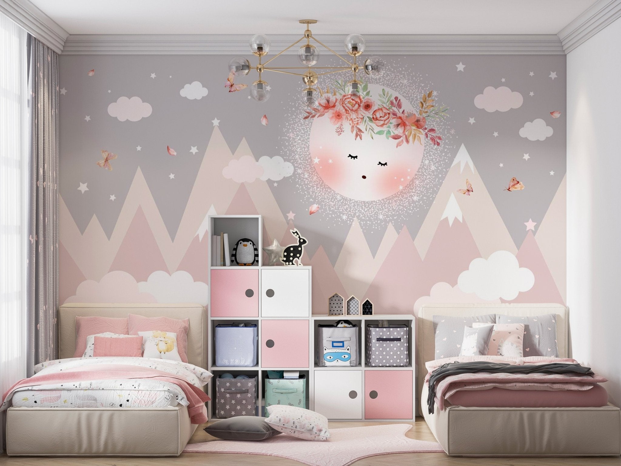 Papier peint panoramique enfant éclat de lune - Muralconcept