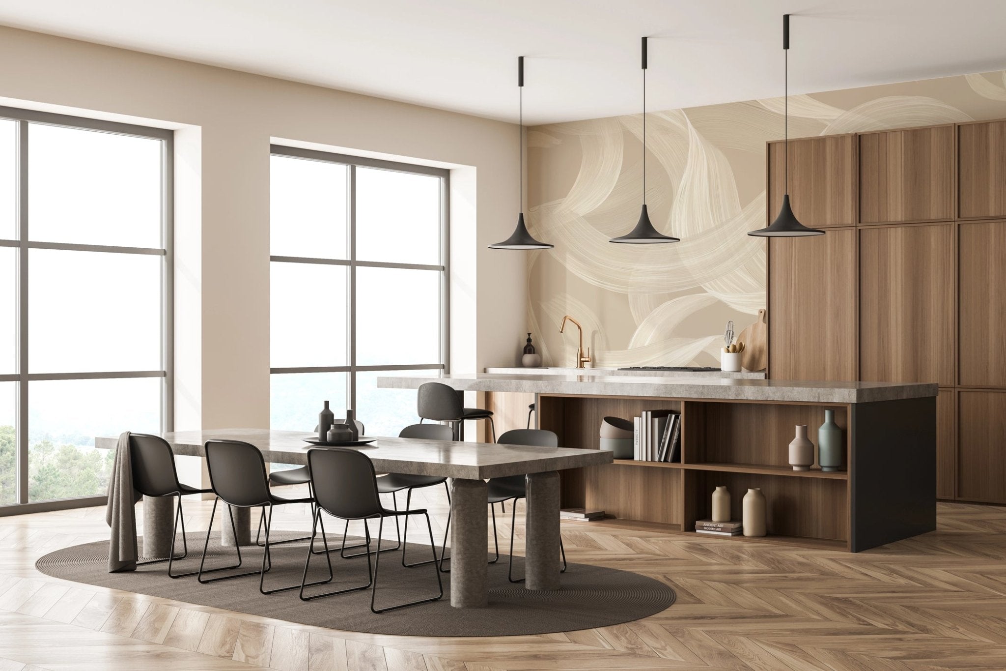 Papier peint contemporain – Beige vibration, XXL, tendance