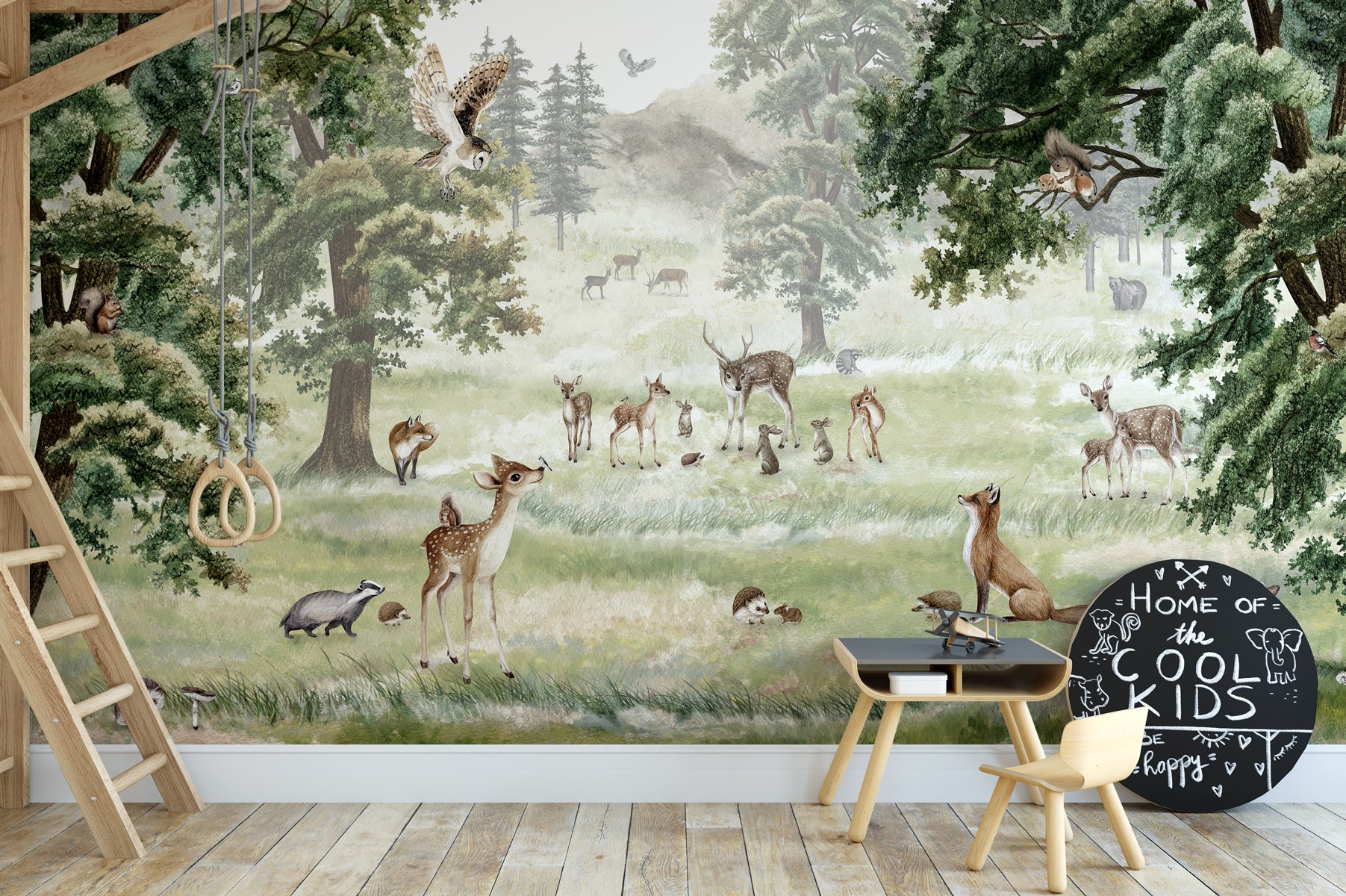 Papier peint enfant animaux et compagnie, mural concept, tendance
