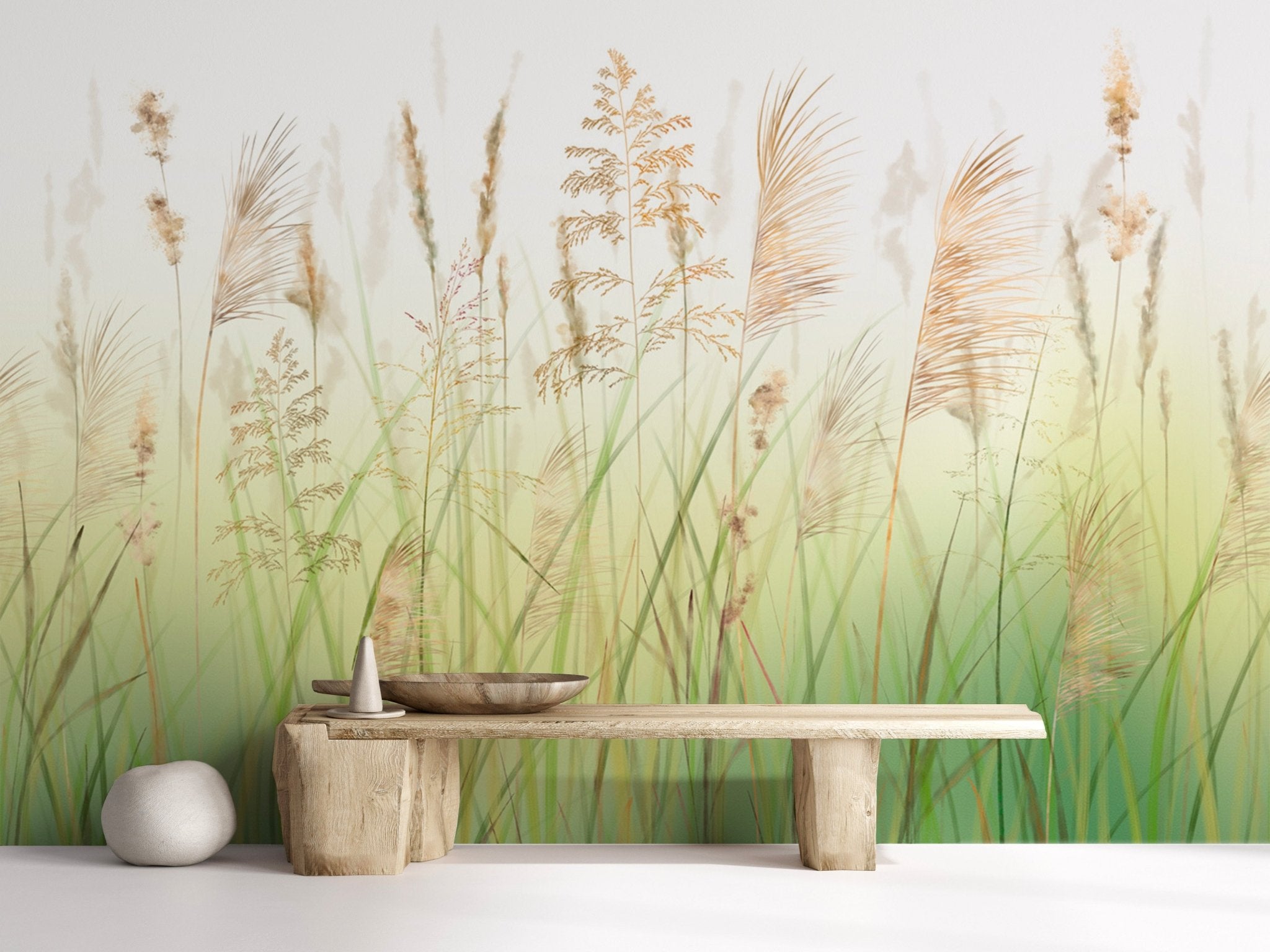 Papier peint fleur des champs de blé dégradé, mural concept, tendance