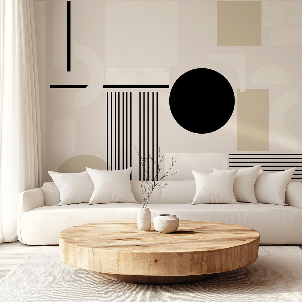 Retro-Tapete grafische Form Schiefergrün