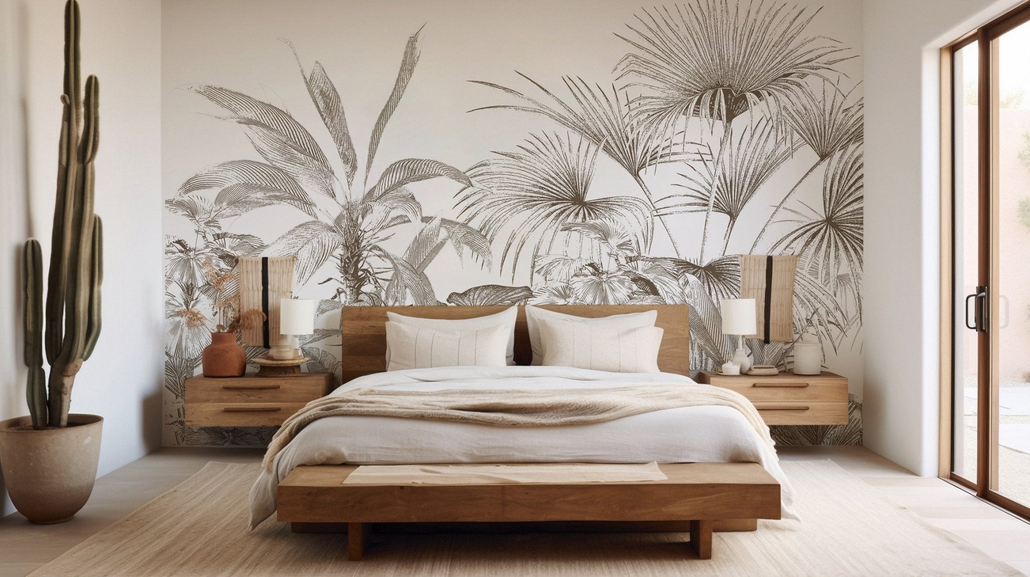 Papier peint tropical gravure monochrome, XXL, tendance