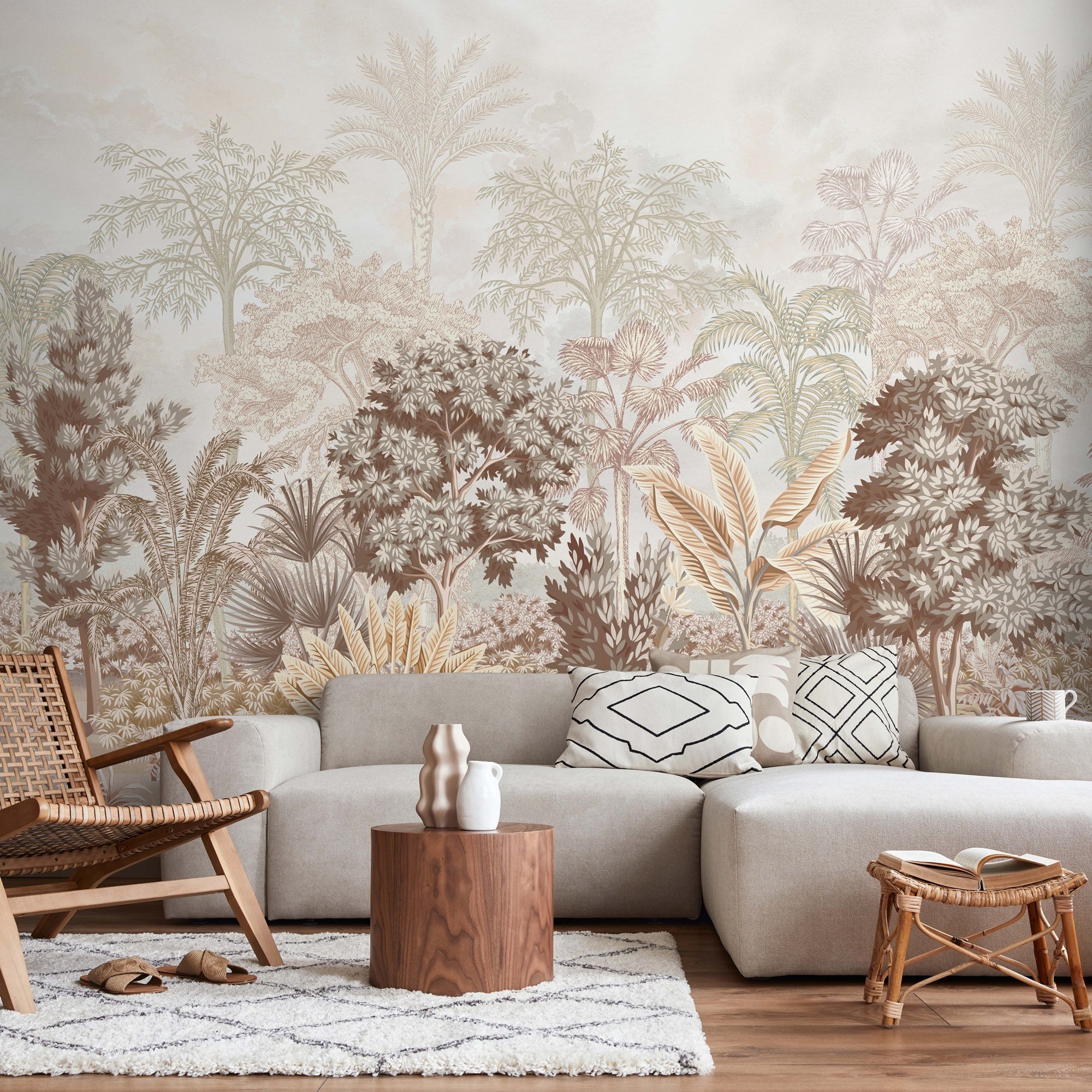 Papier peint jungle lumineuse, XXL, tendance