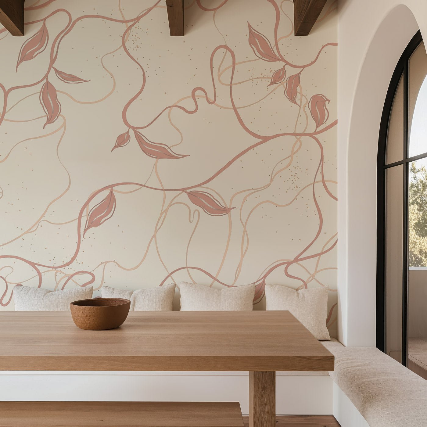 Papier peint végétal -  Lignes jasmin, XXL, tendance