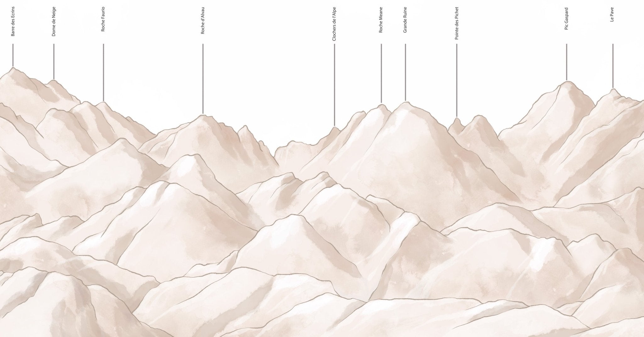 Papier peint massif des Écrins sépia, XXL, tendance