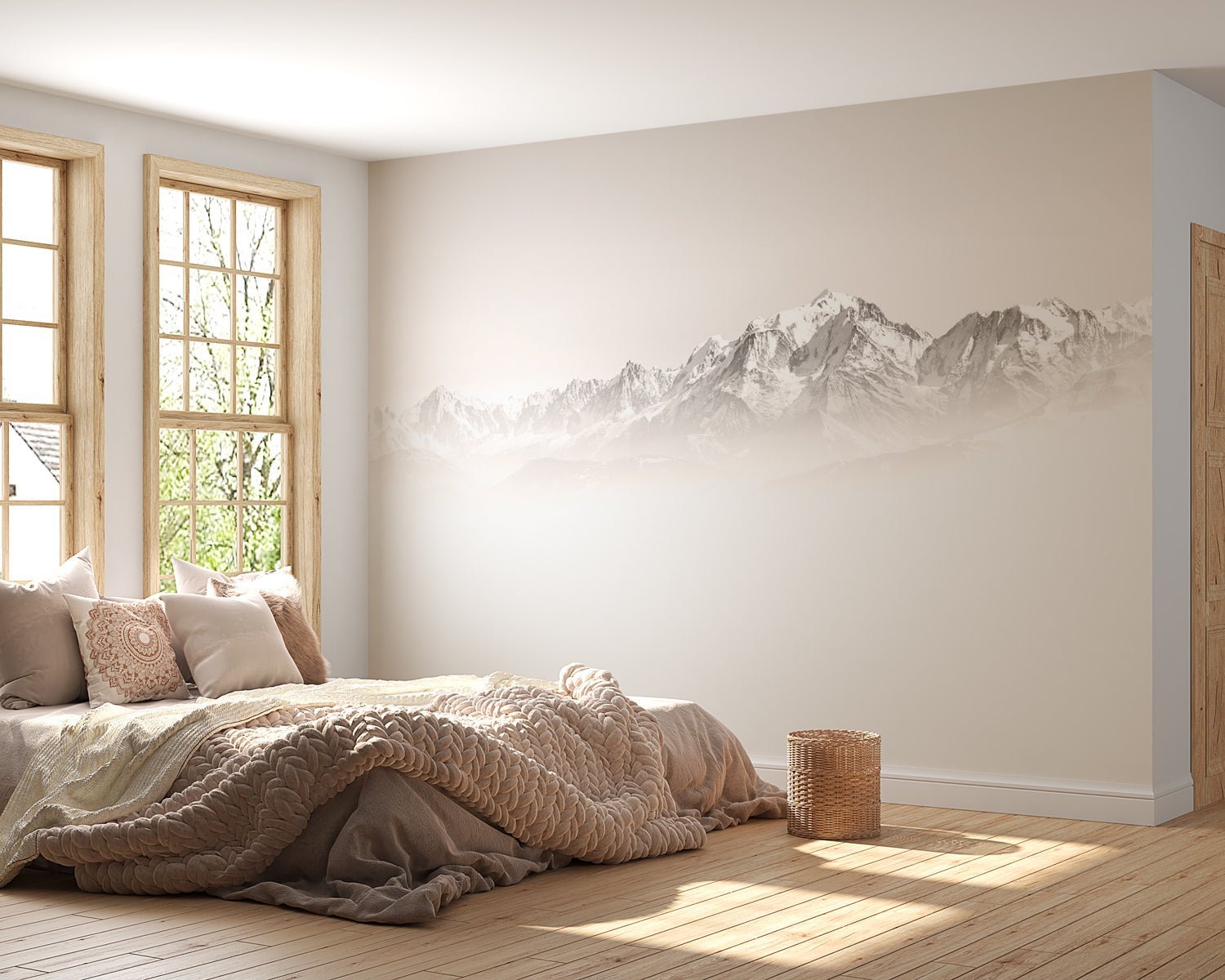 Papier peint matin brumeux Mont Blanc, mural concept, tendance