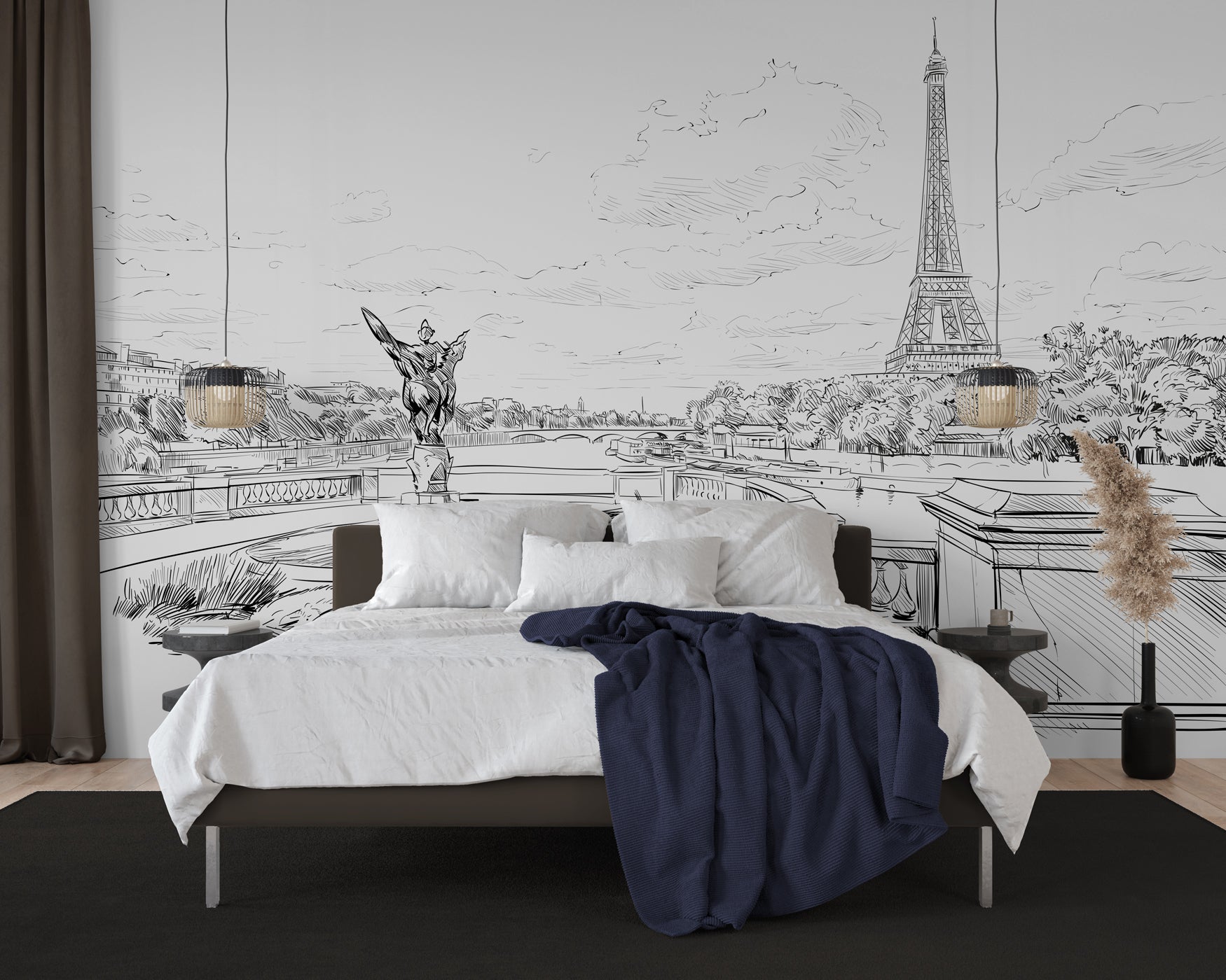 Papier peint pont Bir Hakeim vue tour Eiffel, mural concept, tendance