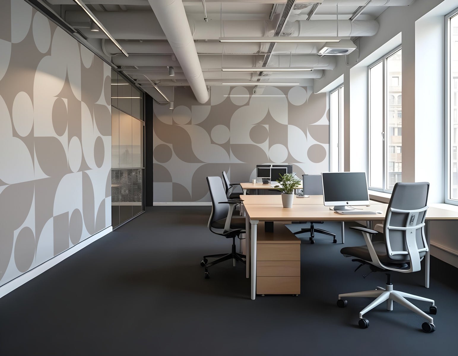 Papier peint moderne shape greige, XXL, tendance