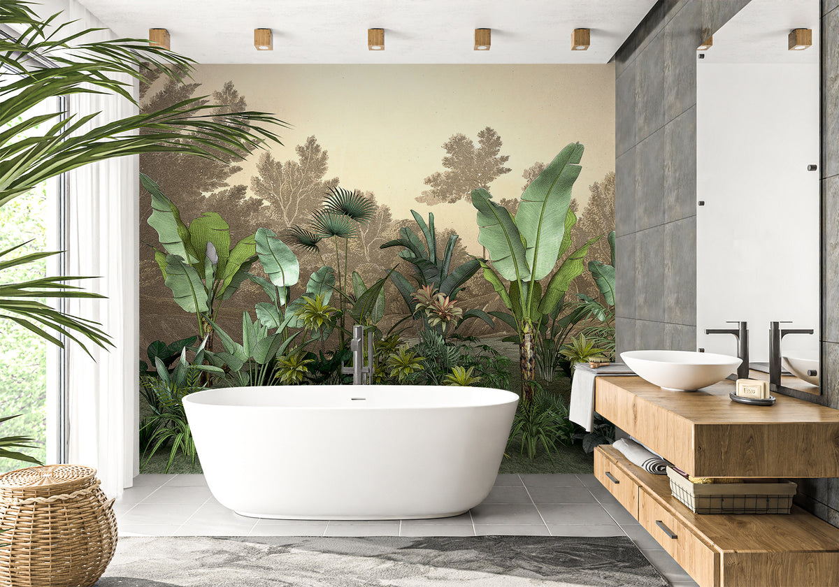 Indonésia Trendy Jungle Badezimmer Tapete