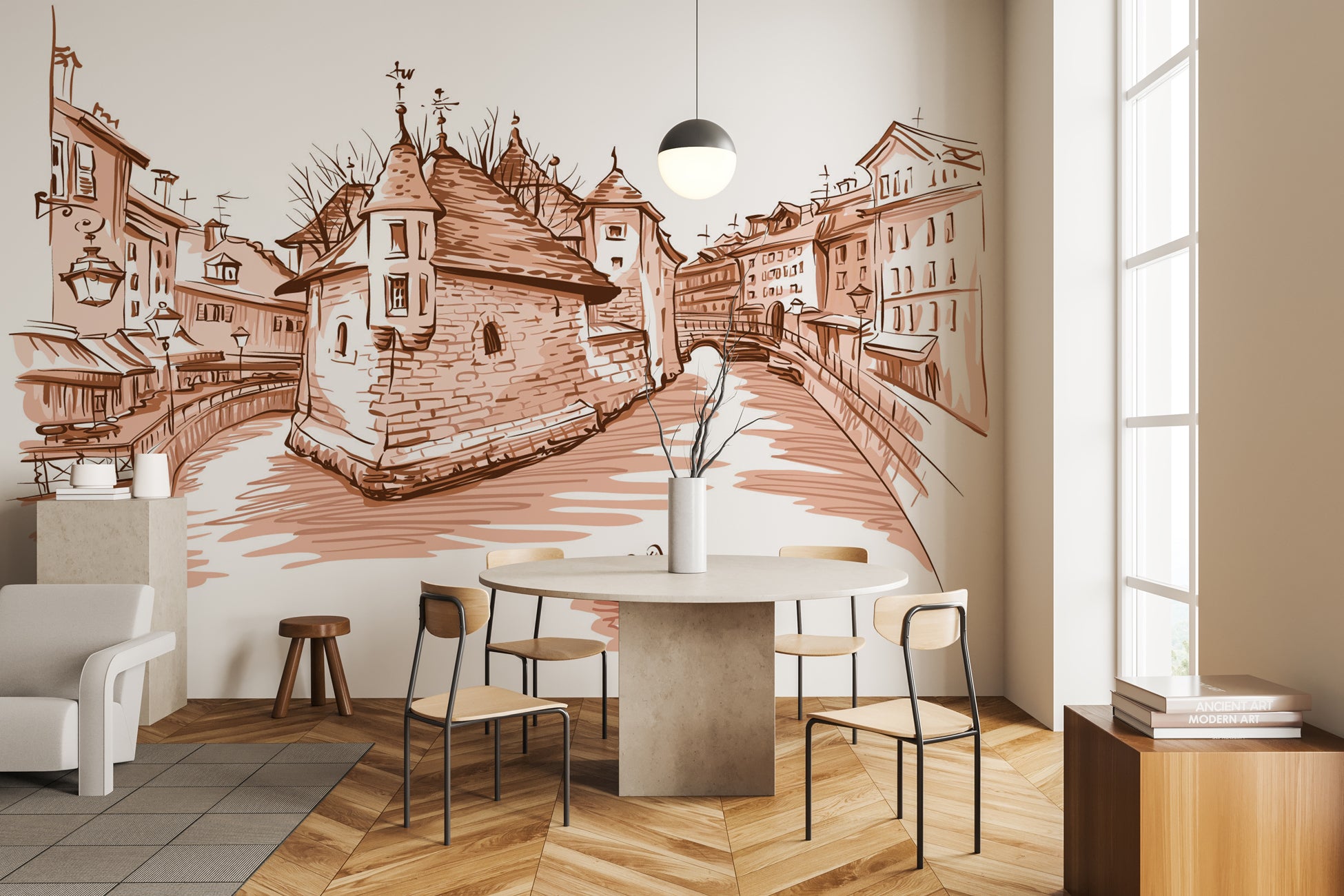 Papier peint Venise des Alpes terracotta, XXL, tendance