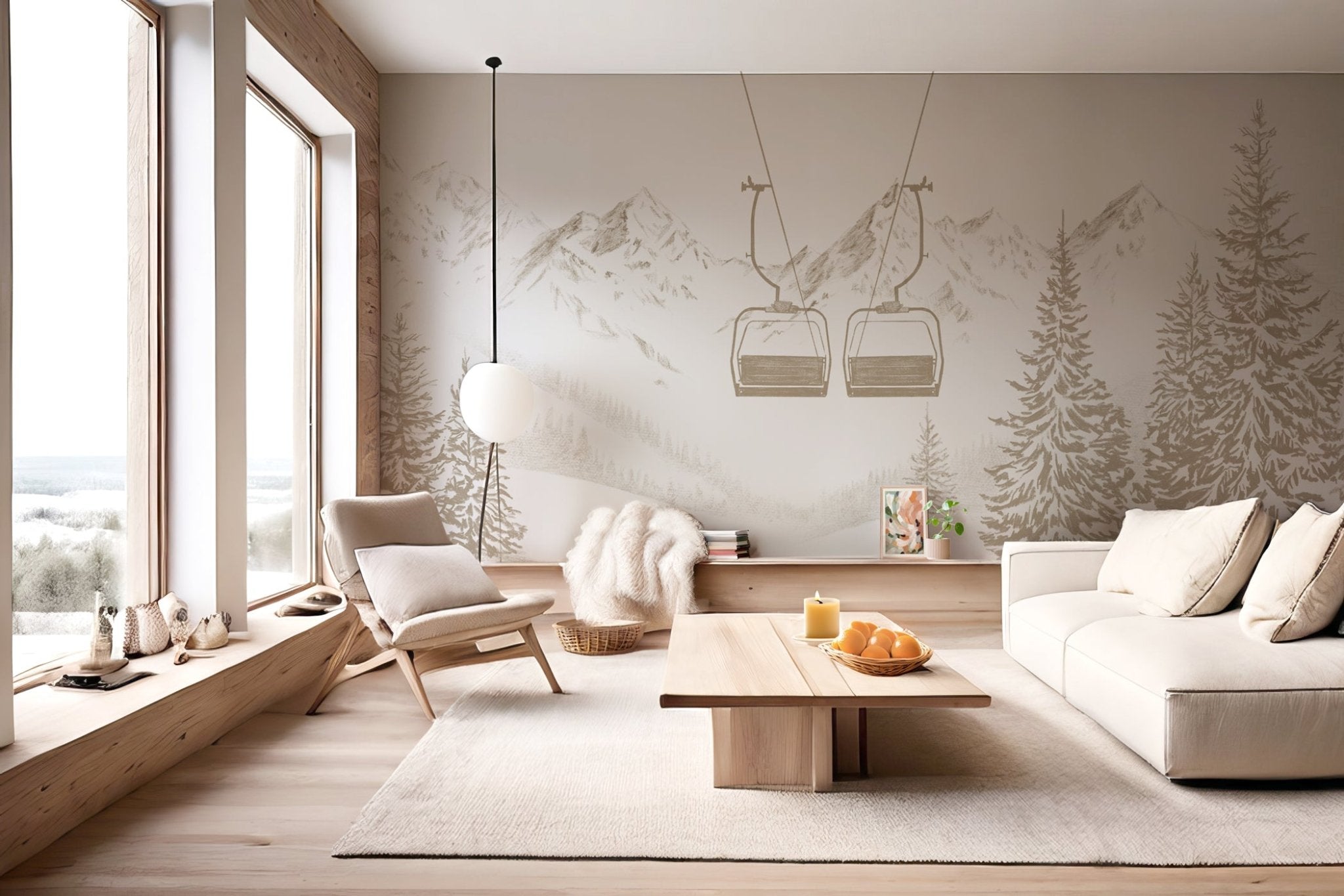 Papier peint immersion Alpine Sépia - Muralconcept