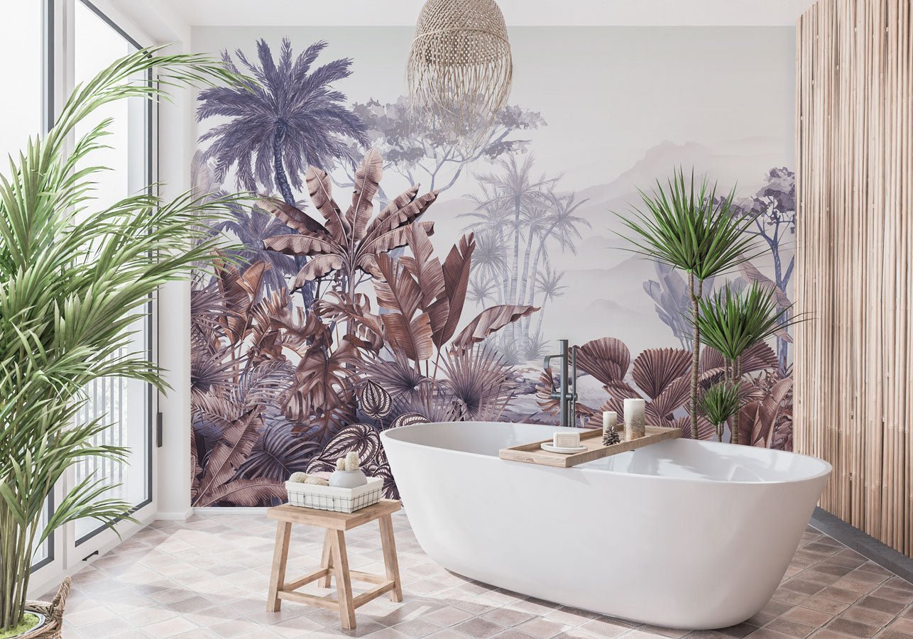 Papier peint tendance tropical violet - Muralconcept
