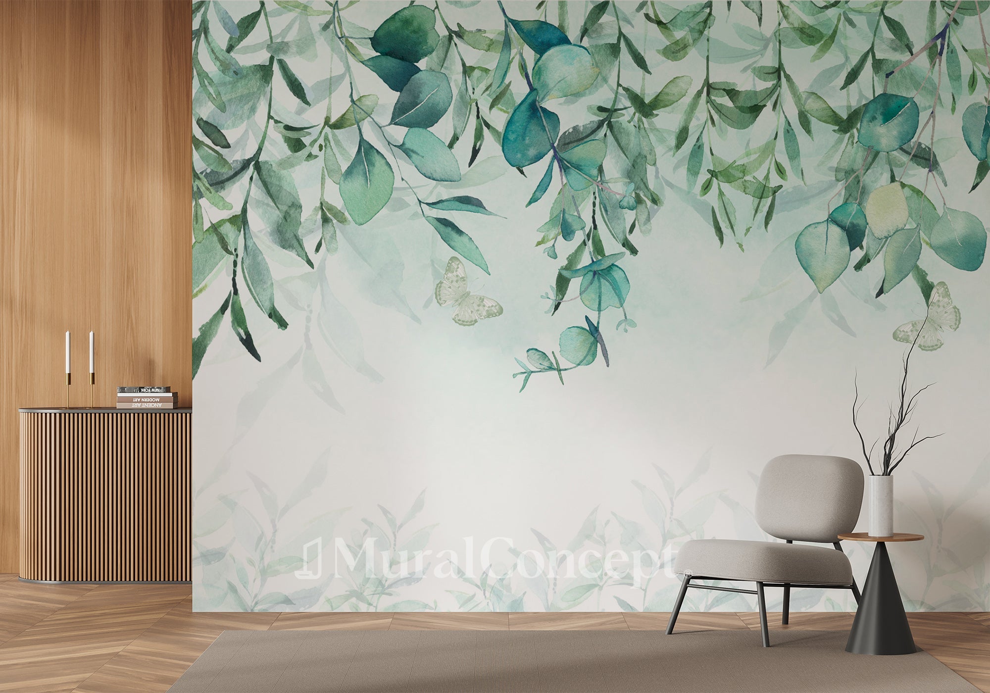 Papier peint tête de lit végétale eucalyptus, XXL, tendance