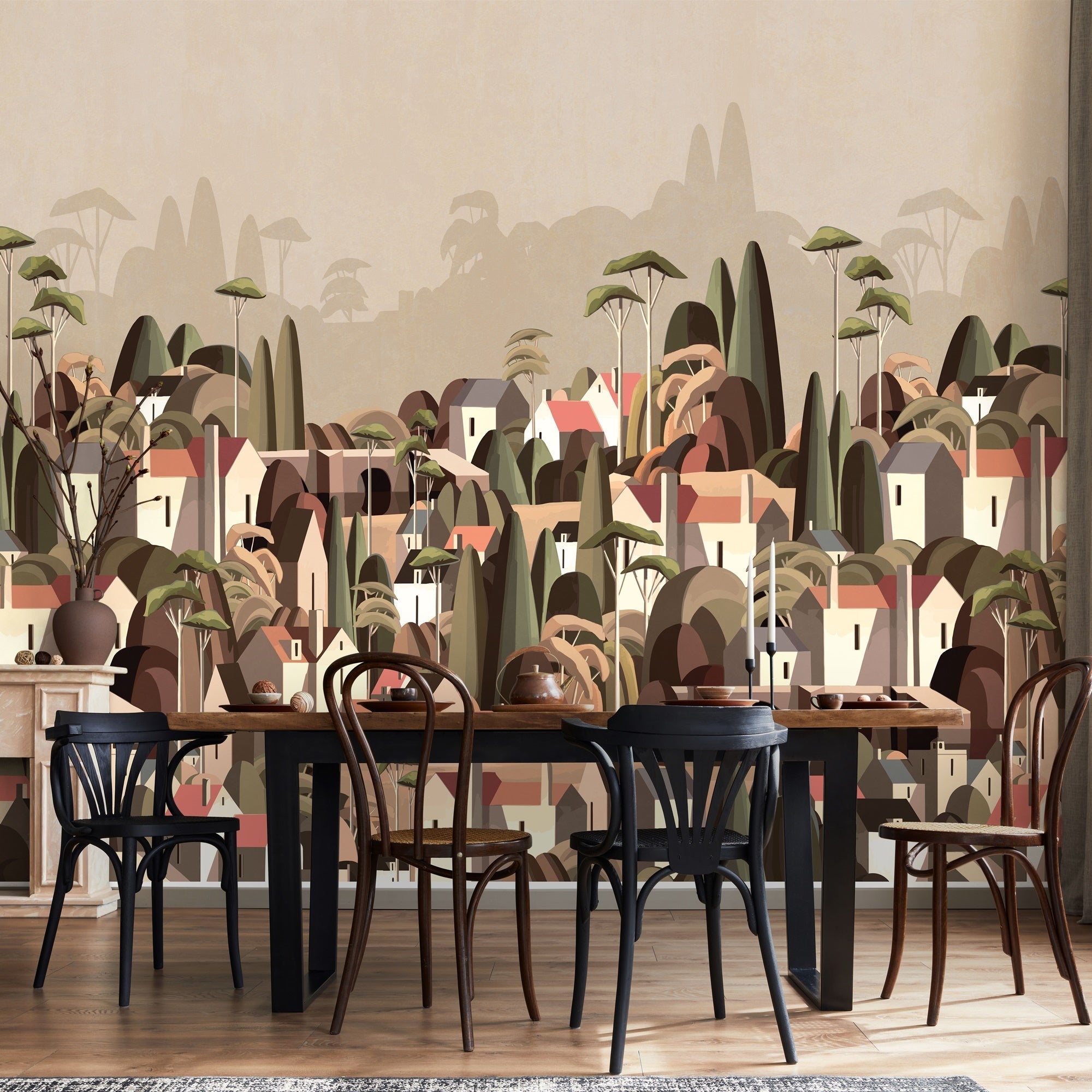 Papier peint village maisons exotiques - Muralconcept