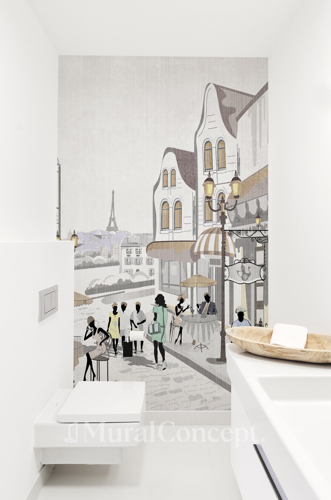 Papier peint wc Paris café en terrasse, XXL, tendance