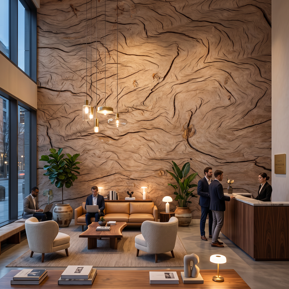 Papier peint hôtel effet et matière, trompe-l'œil haut de gamme — MuralConcept