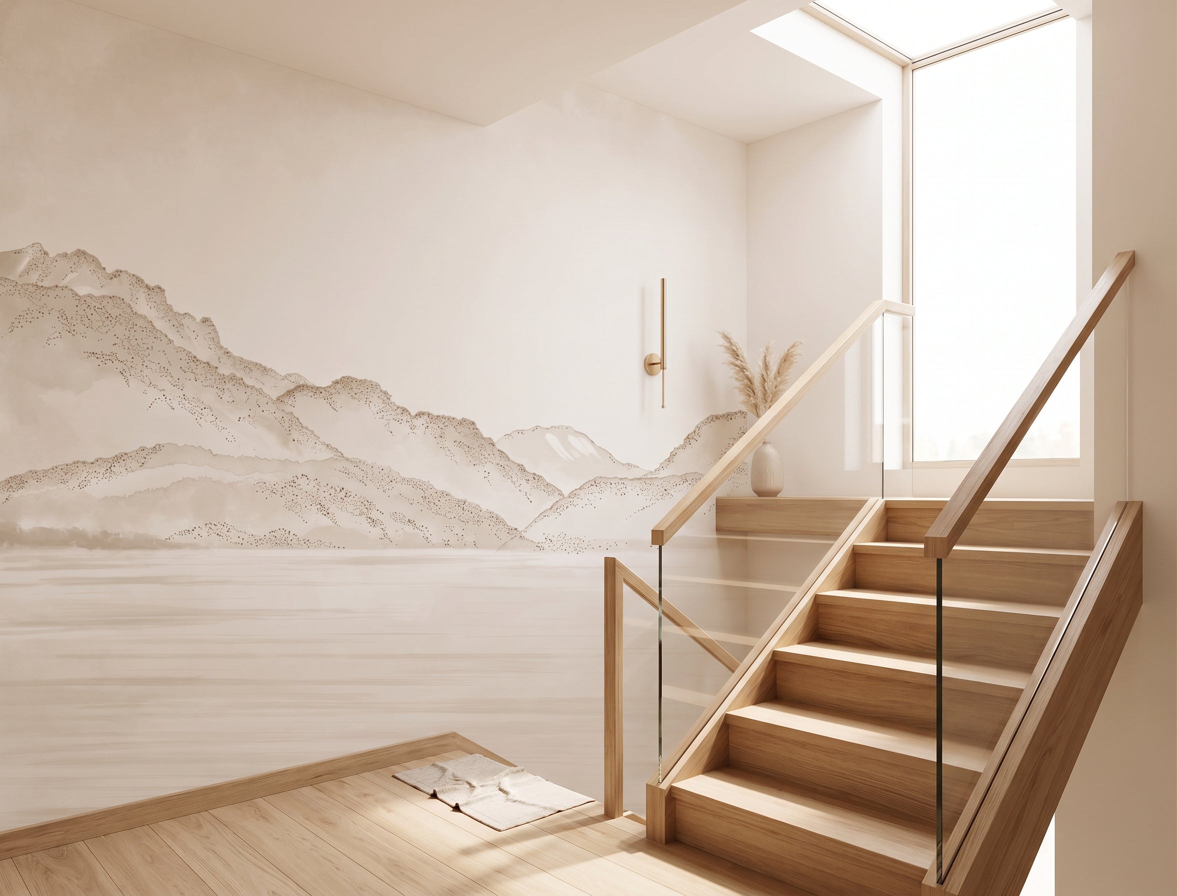 Papier peint escalier - Lac d'Annecy - Muralconcept