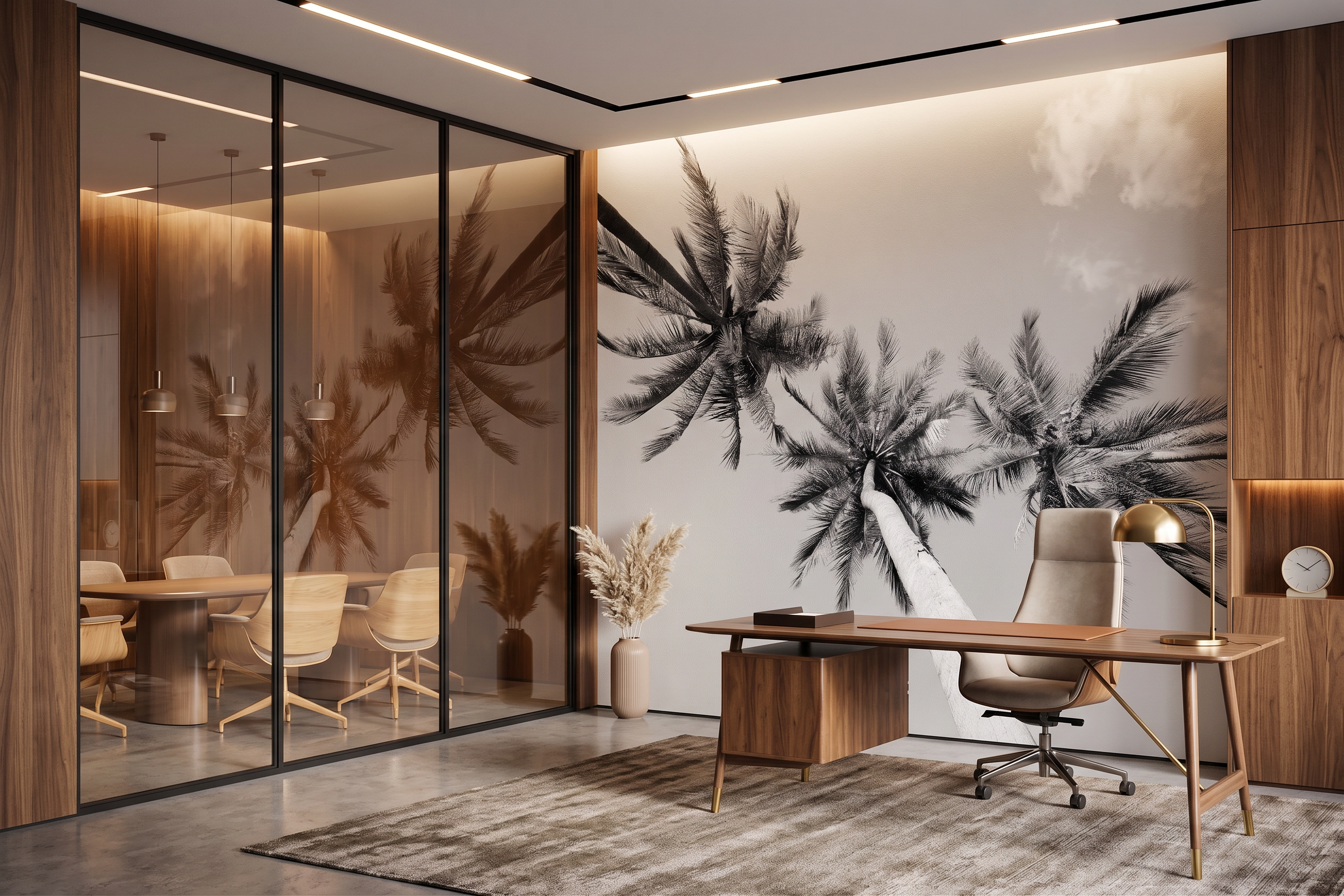 Papier peint photo palmier noir et blanc - Artiste photographe - Muralconcept