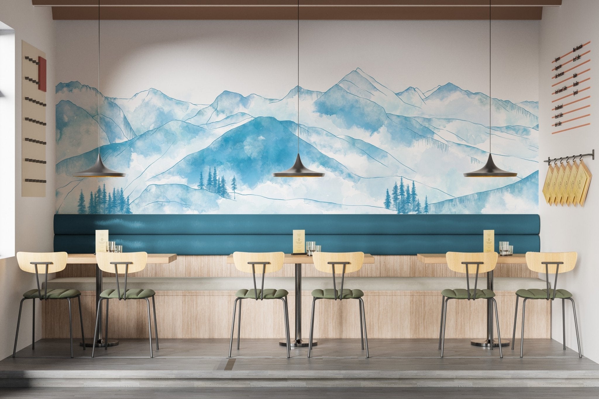 Papier peint montagne chaine des Aravis céleste, mural concept, tendance