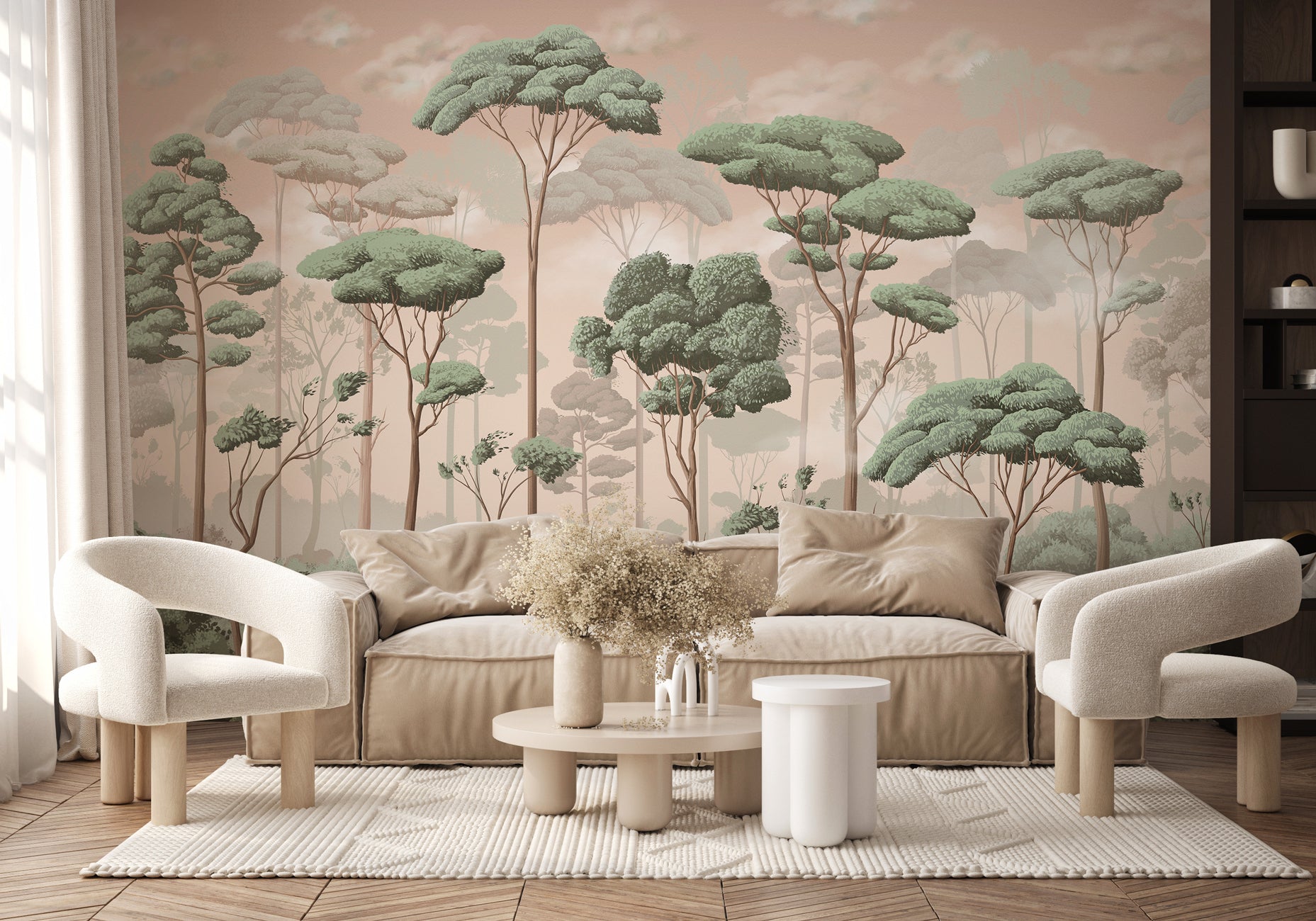 Papier peint panoramique pinède volupté jasmin, XXL, tendance