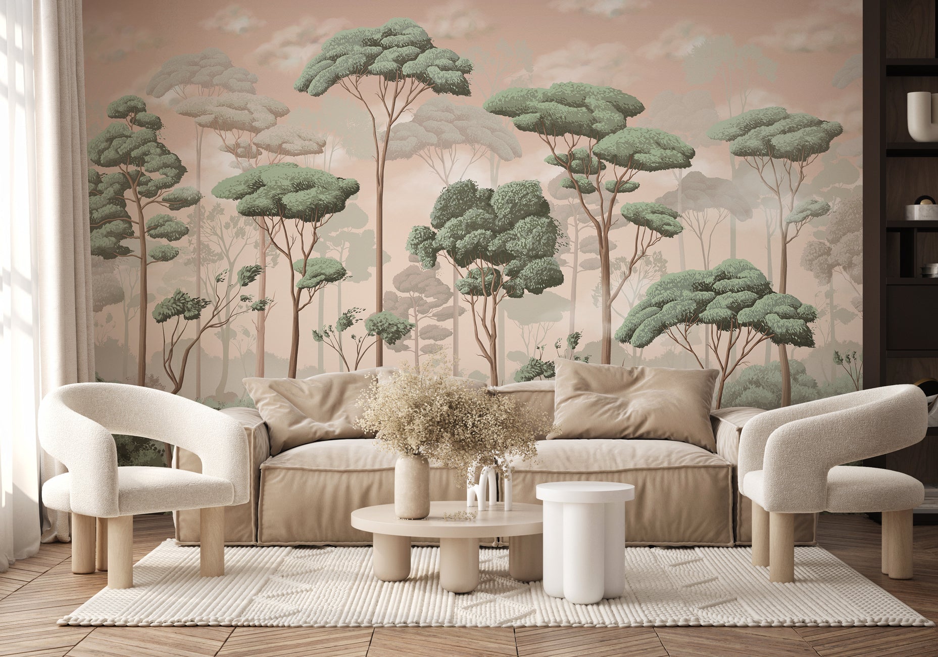 Papier peint panoramique pinède volupté jasmin, XXL, tendance