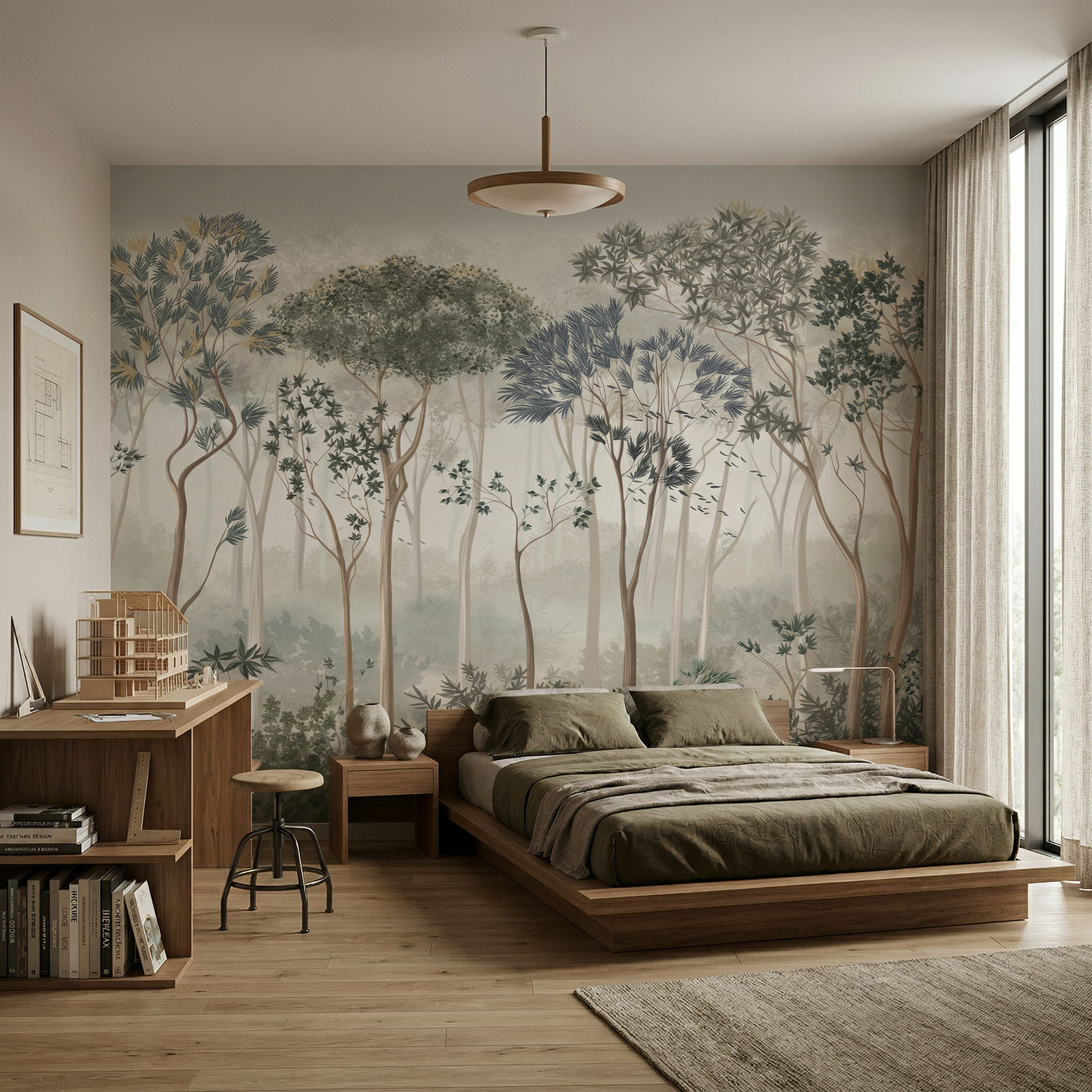 Papier peint panoramique silhouette forest – Pins Signature - Muralconcept