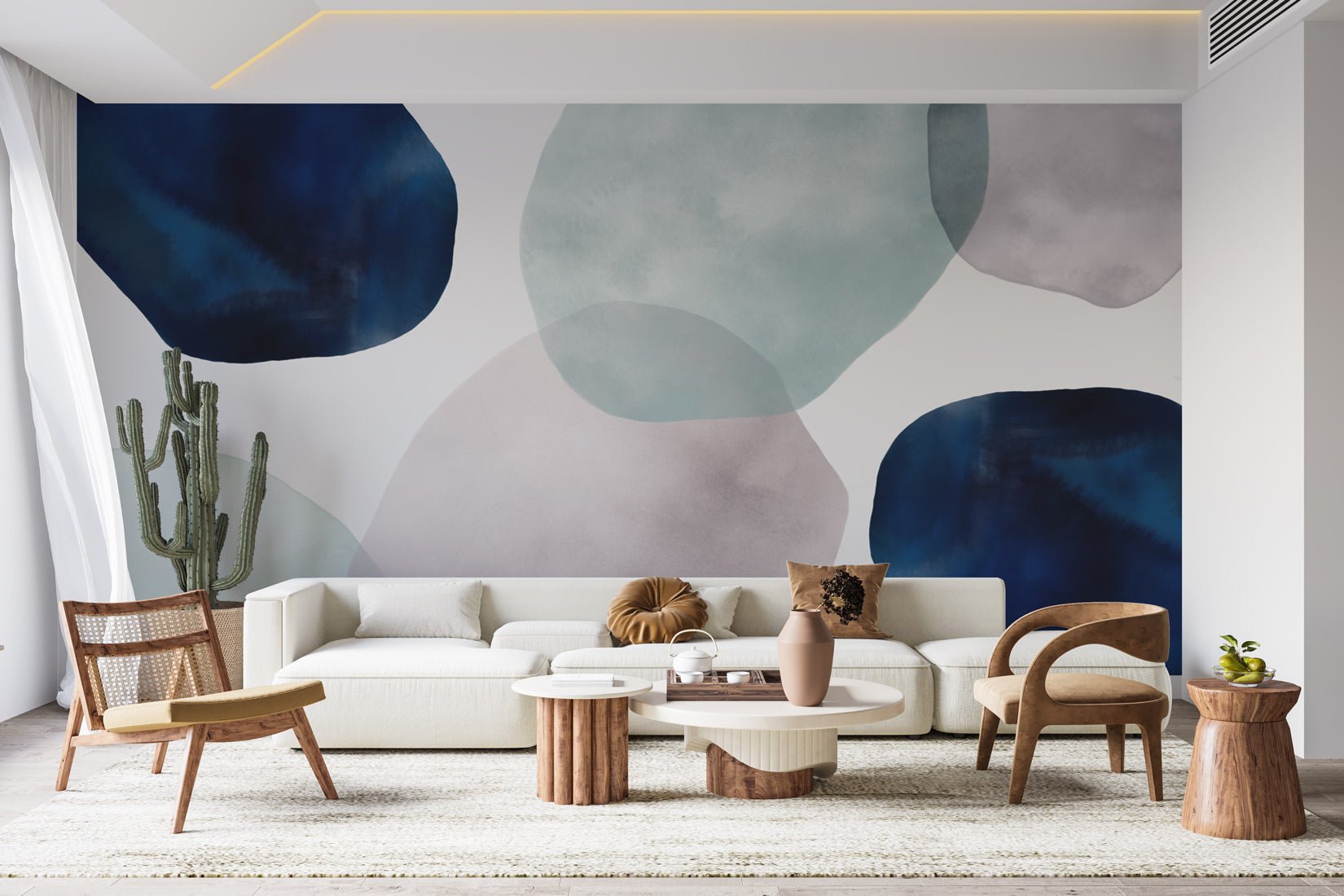 Papier peint cercle abstrait watercolor - papier peint sur mesure francais - muralconcept